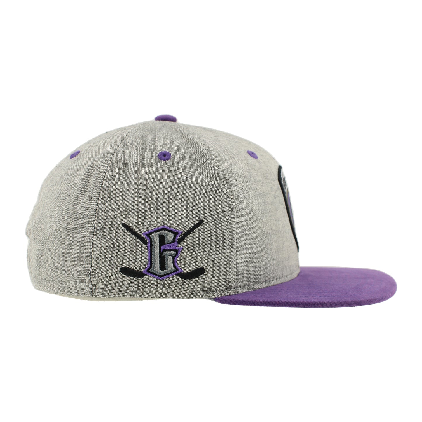 Greensboro Gargoyles Highcut Med Grey Suit/Black Official 3D Flat Bill Hat