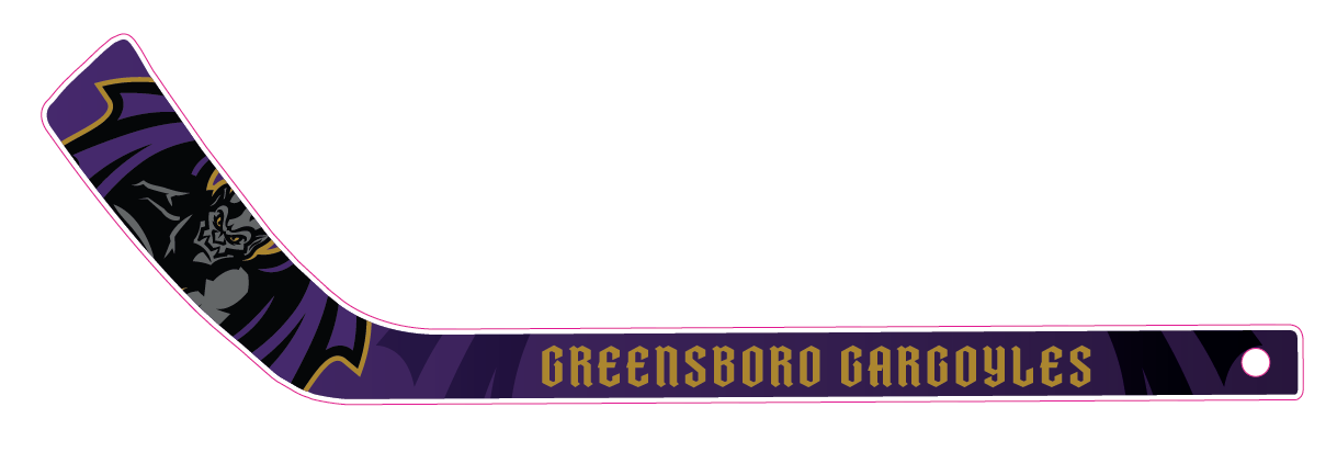 Greensboro Gargoyles Mini-Stick - Pur/Gld Pose Graphic