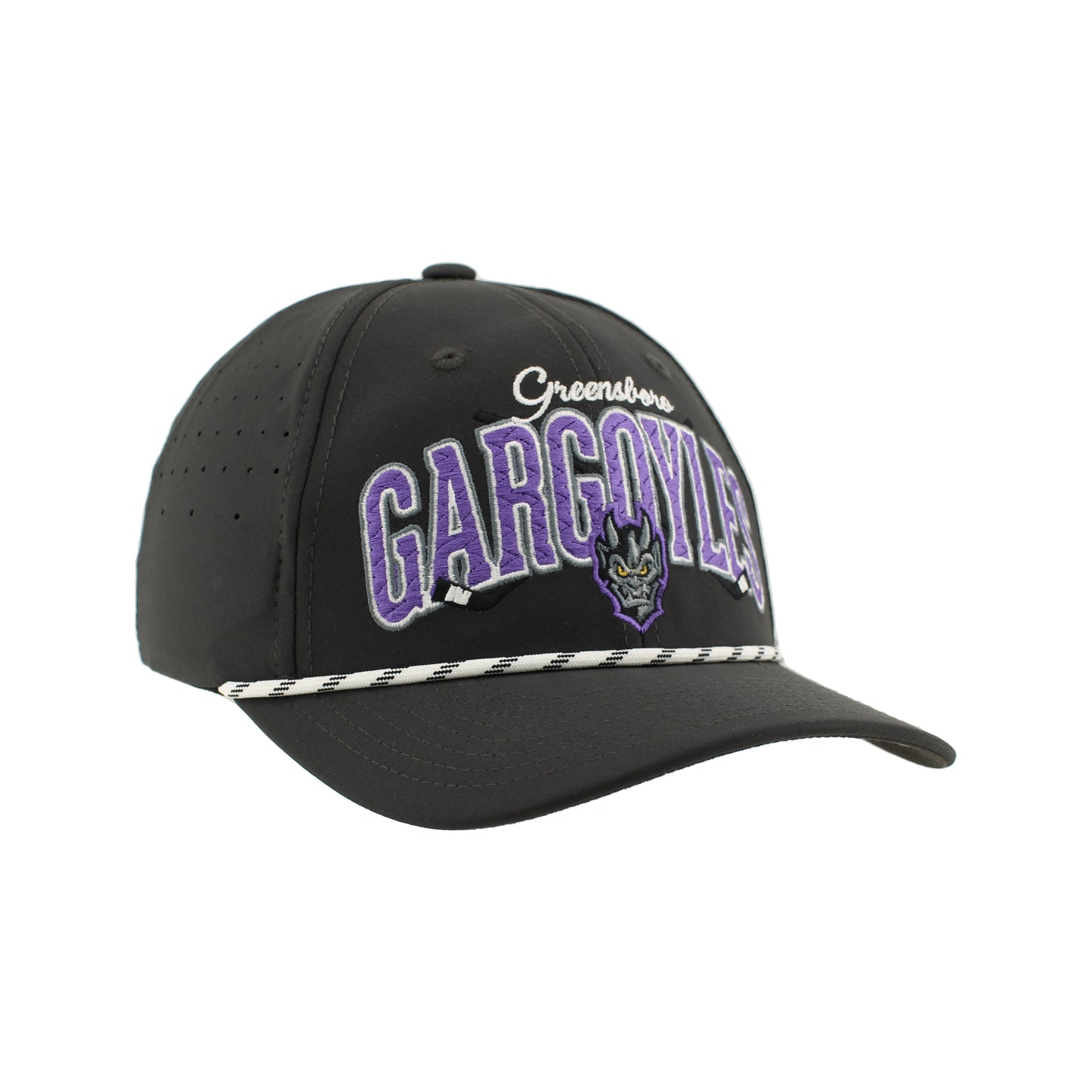 Greensboro Gargoyles Ace Charcoal Gray/White 3D Embroidery Hat