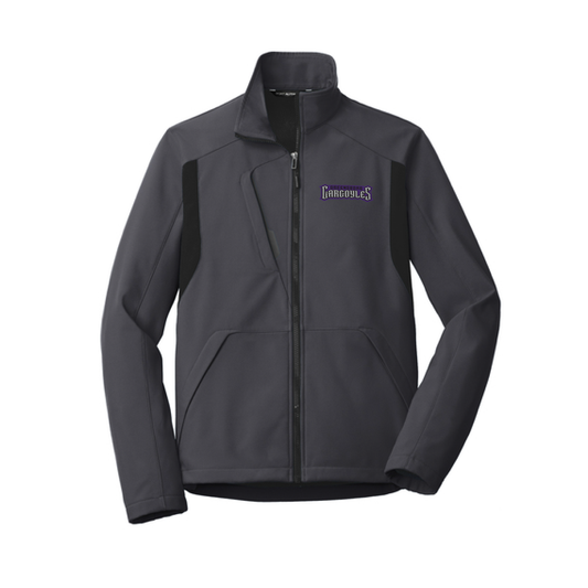 Gargoyles Grey/Blk Wordmark Patch Soft Shell Jacket