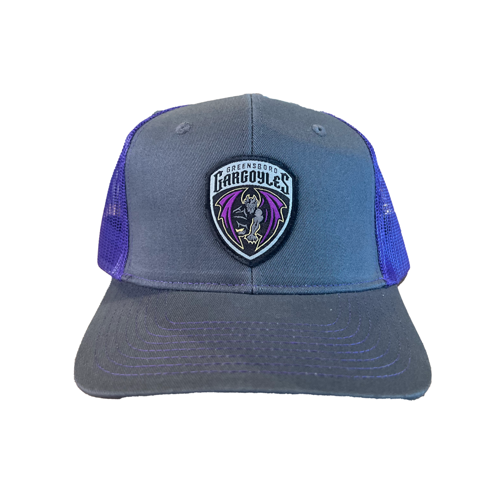 Greensboro Gargoyles Shield Logo Charcoal/Purple Adjustable Hat