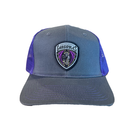 Greensboro Gargoyles Shield Logo Charcoal/Purple Adjustable Hat