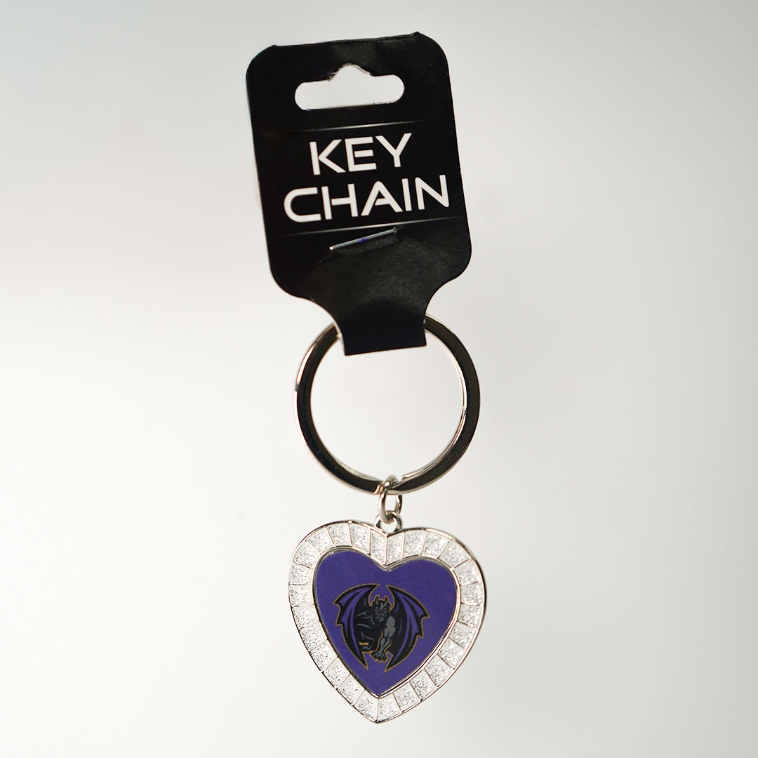 Greensboro Gargoyles Metal Heart Keychain