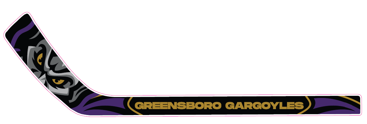 Greensboro Gargoyles Mini-Stick - Pur/Gry/Blk Face Graphic