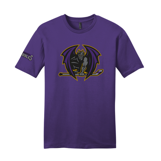 Greensboro Gargoyles Hockey Pose Logo T-shirt in Purple