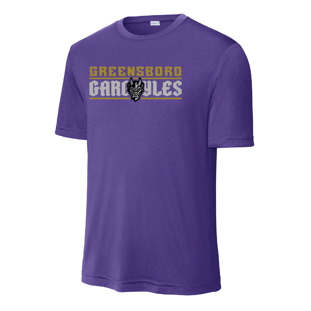 Greensboro Gargoyles Purple Performance Text Tee