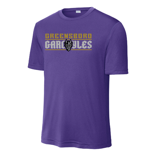 Greensboro Gargoyles Purple Performance Text Tee